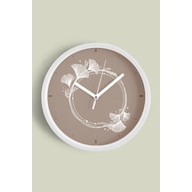 Minimal Çiçek Halkalı Modern Duvar Saati - 42cm - Önü Camlı Beyaz Kasa - Sessiz Mekanizma Beyaz