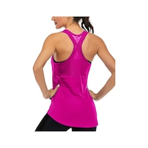 Ghassy Co. Kadın Racerback Sırt Açık Yarı Fileli Antrenman Yoga Koşu Spor Atlet Tank Tops 1780 001 Fuşya