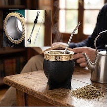 Tr Premium Yerba Mate Bardağı Seti - Paslanmaz Çelik Çift Duvarlı Termos Bombilla Pipet Ve Temizleme Fırçası - Diğer