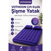 Çift Kişilik Şişme Yatak Dahili Pompalı 203x152x22 Cm 2 Yastıklı Açık Gri
