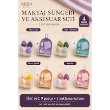 9 Parça Makyaj Süngeri Seti, Pudra Pufu Ve Far Aplikatörü, 2 Saklama Kutulu