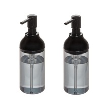 Homi Banyo Seti Sıvı Sabunluk 2 Adet Füme Siyah Renkli Akrilik 8x8x16cm 360ml Siyah