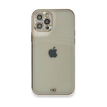 Newface Apple Uyumlu iPhone 12 Pro Kılıf Liva Taşlı Silikon - Mor mor