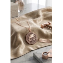 925 Ayar Gümüş Yunus Figürlü Madalyon Kolye Rose Gold