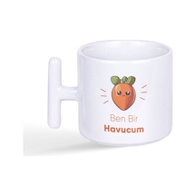 Ben Bir Havucum Sevimli Doğum Günü Hediye Baskılı Latte Fincanı T Kulplu Kupa Bardak Beyaz