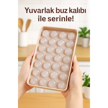 Küre Buz Kalıbı Kapaklı 33 Hazneli Yuvarlak Buz Kalıbı Kokteyl Sunum Dondurucu Plastik Çok Renkli Diğer