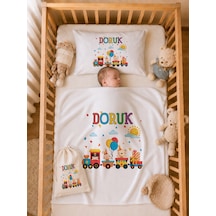 Erkek Bebek Doğum Hediyesi İsme Özel 80x80 Cm Bebek Battaniyesi 35x45 Cm Yastık Kılıfı Ham Bez Kıyafet Kesesi 2050ybk0x Krem