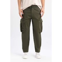 Defacto Gabardin Pantolon Rustik Loose Fit Kargo Cepli  B8606AX23WNKH341 Haki