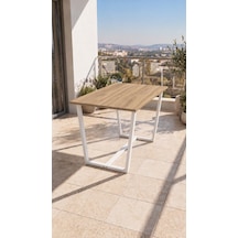Neokas Beyaz Balkon Masası, 60x90 Cmbahçe Sehpası, Balkon Mobilyası Orta Masa
