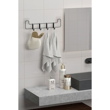 Zabata Yapışkanlı Banyo Askısı Siyah Metal Askılık Duvar Askı Organizer Banyo Düzenleyici Siyah