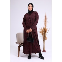 Kadin Gunluk Elbise Tesettur Leopar Desenli Buyuk Beden Elbise 001