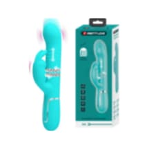 Hızlı Express Pretty Love Rabbit Çift Motorlu Vibratör Oynarbaşlı Silikon Turkuaz Vibratör