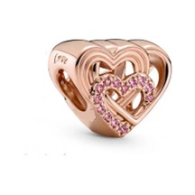 Fubena Rose Rengi Taşlı Kalp Charm
