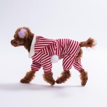 Elfstripe Hood Kırmızı Çizgili Şapkalı Triko Tulum Yılbaşı Noel Köpek Kıyafeti Kedi Kıyafeti Köpek Tulumu