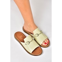 Fox Shoes Bej Hakiki Deri Günlük Kadın Terlik P291009303