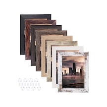 Tr 4x6 Resim Çerçeveleri 8'li Set, Rustik Resim Çerçeveleri Çok Ahşap Renkli, Ekran Fotoğrafları 4x6 İnç, Duvar