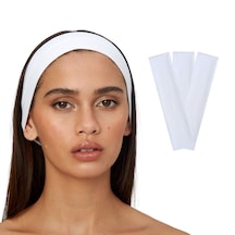 3lü Saç Bandı Pamuk Kadın Bandana Likra Spor Kafa Bandı Beyaz