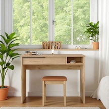 Robin Home Makyaj Masası Aynasız Çekmeceli Sepet Kahverengi