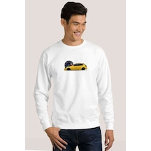 Cıvıc Hb Ibre Kadran Sarı Baskılı Beyaz Erkek Örme Sweatshirt