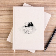 Moon Mountain Landscape Çizgisiz Kanvas Defter Krem