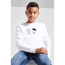 Tshirthane Silhouette Mythbusters Baskılı Unisex Çocuk Beyaz Sweatshirt