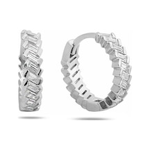 Brezza Lusso Jewelry Zirconia Baget Diamond Model Halka Kadın Gümüş Küpe 16 Mm