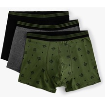 Koton 3'Lü Boxer Seti Oyun Temalı Baskılı Çok Renkli Pamuklu Siyah 4Slm90088Mk