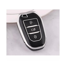 Peugeot 308 208 508 2008 3008 5008 Rifter Uyumlu Anahtar Kılıf Siyah - Krom