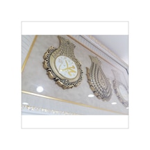 61x97 CM Esmalı Kristal Taşlı Oyma Çerçeveli Üçlü Lale Tablo Pano