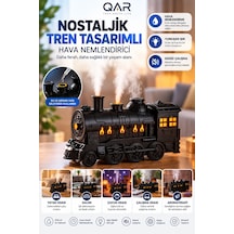Siyah Tren Tasarımlı Hava Nemlendirici Dekoratif Masa Üstü Ortam Nemlendirici Kumandasız
