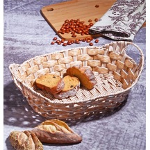 Rattan Ekmeklik Ekmek Sepeti Oval 35,5 24,5cm Kahverengi