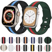 iOS Uyumlu Watch Serisi 7 45mm Kontrast Çift Renkli Silikon İzleme Kayışı