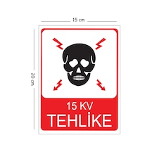 Metal 15 Kv Tehlike 15x20 Cm Uyarı İş Güvenliği Levhası