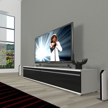 Decoraktiv Eko 140t Mdf Tv Ünitesi Tv Sehpası - Beyaz - Siyah Beyaz - Siyah