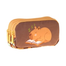 Kaukko Kids Clever Baskılı Kahverengi Erkek Çocuk Okul Kalemliği Kalem Çantası - L5386