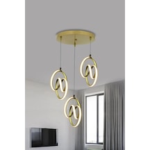 İmza 3'lü Modern Sarkıt Ledli Avize - 3 Renk Kumandasız - Gold Gold