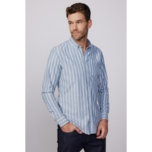 Tudors Slim Fit Uzun Kol Çizgili Yaka Düğmeli Erkek Gömlek-28529-multi Çok Renkli