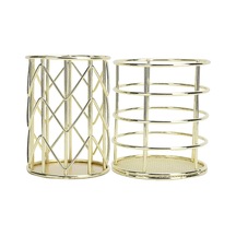 Ganzhoushop Adet Metal Tel Makyaj Fırçası Kalem Bardak Tutucu Ofis Kırtasiye Boş Izgara Masaüstü Depolama