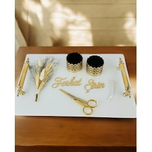 Promise Beyaz Söz Nişan Tepsisi Bronz Bronz