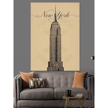 Ahşap Tablo New York Gökdelen Çizimi