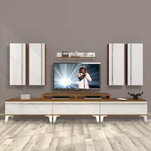 Decoraktiv Ekoflex 8d Mdf Silver Tv Ünitesi Tv Sehpası - Ceviz Beyaz Ahşap - Beyaz
