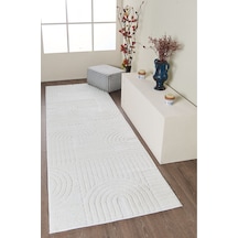 Mariesse Home Elit Bukleli Yumuşak Koridor Kesme Yolluk Dokuma Makine Halısı Yb0691b Beyaz