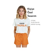 Kişiye Özel Baskı Kendin Tasarla Baskılı %100 Pamuk Rahat Kesim Beyaz
