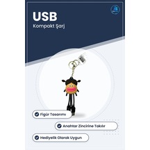 Şarj Kablolu Figürlü Anahtarlık Kompakt Usb Kablosu Aksesuar Figü