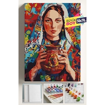 Sayılarla Boyama Seti Numaralı Tuval Fırça Boya Dahil Kasnaklı Set 50x70 Cm - Anadolu Kızı
