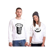 Tshirthane Somun Vida Sevgili Kombinleri Unisex Sweatshirt Kırık Beyaz