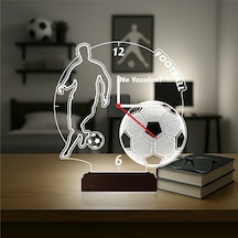 Luvivia Ronaldo Futbol Topu Kişiye Özel Saatli 3d Lamba - Masa Gece Lambası Şeffaf
