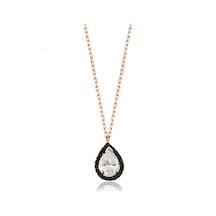 925 Ayar Gümüş Beyaz Damla Kadın Gümüş Kolye Rose Gold