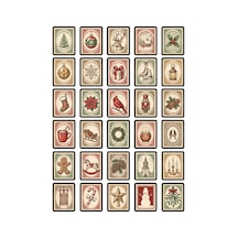 30 Adet Vintage Yılbaşı Pulu Sticker Seti - Laptop Defter Telefon Scrapbook Çok Renkli