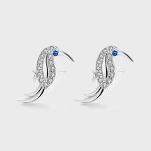 Yaratıcı Hayvan Gümüş Küpe Kadın Zamanı İçin Zarif Papağan Şekli Zirkon Küpe Parti Takı Yıldönümü Hediyesi S925 Gümüş Takı